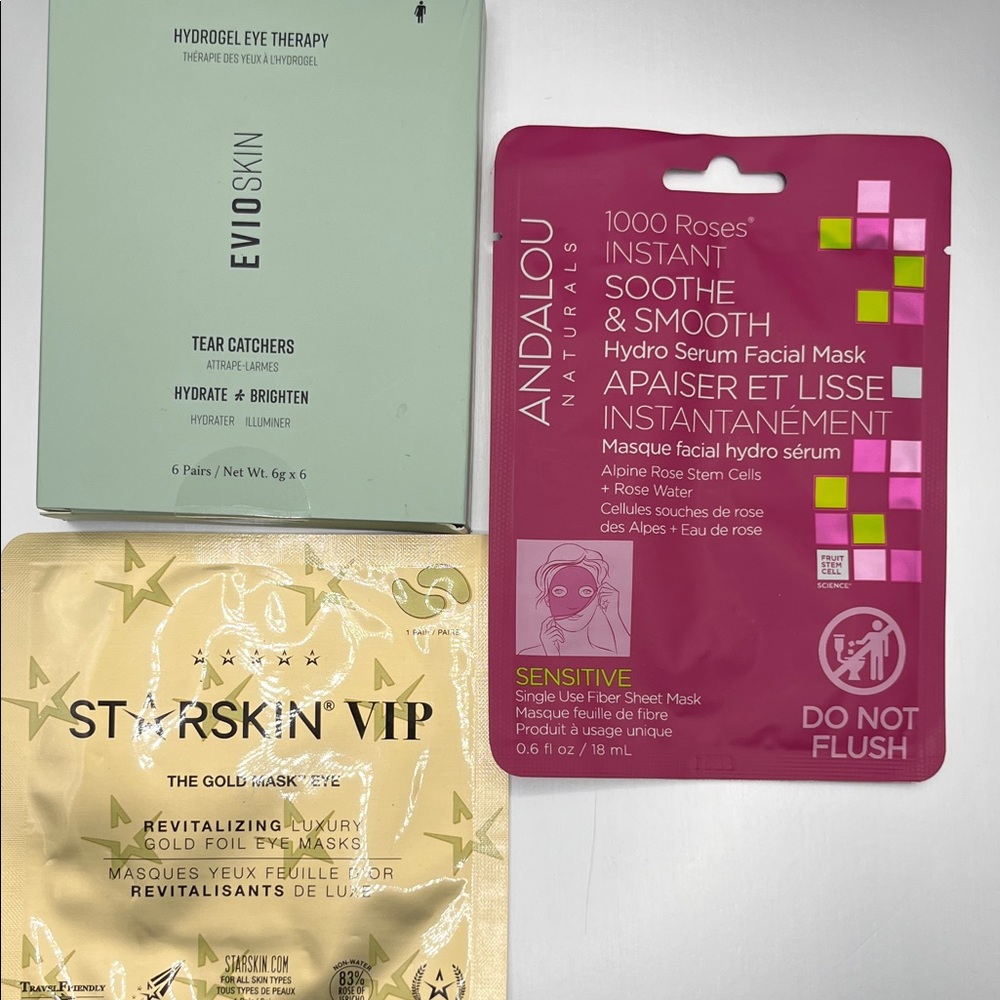 1000 Roses Hydro Serum Facial Mask - EvioSkin and StarSkin VIP eye mask bundle